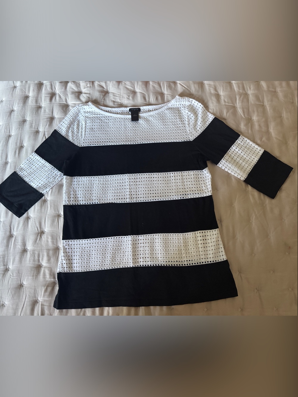 Ann Taylor White Eyelet Knit Top